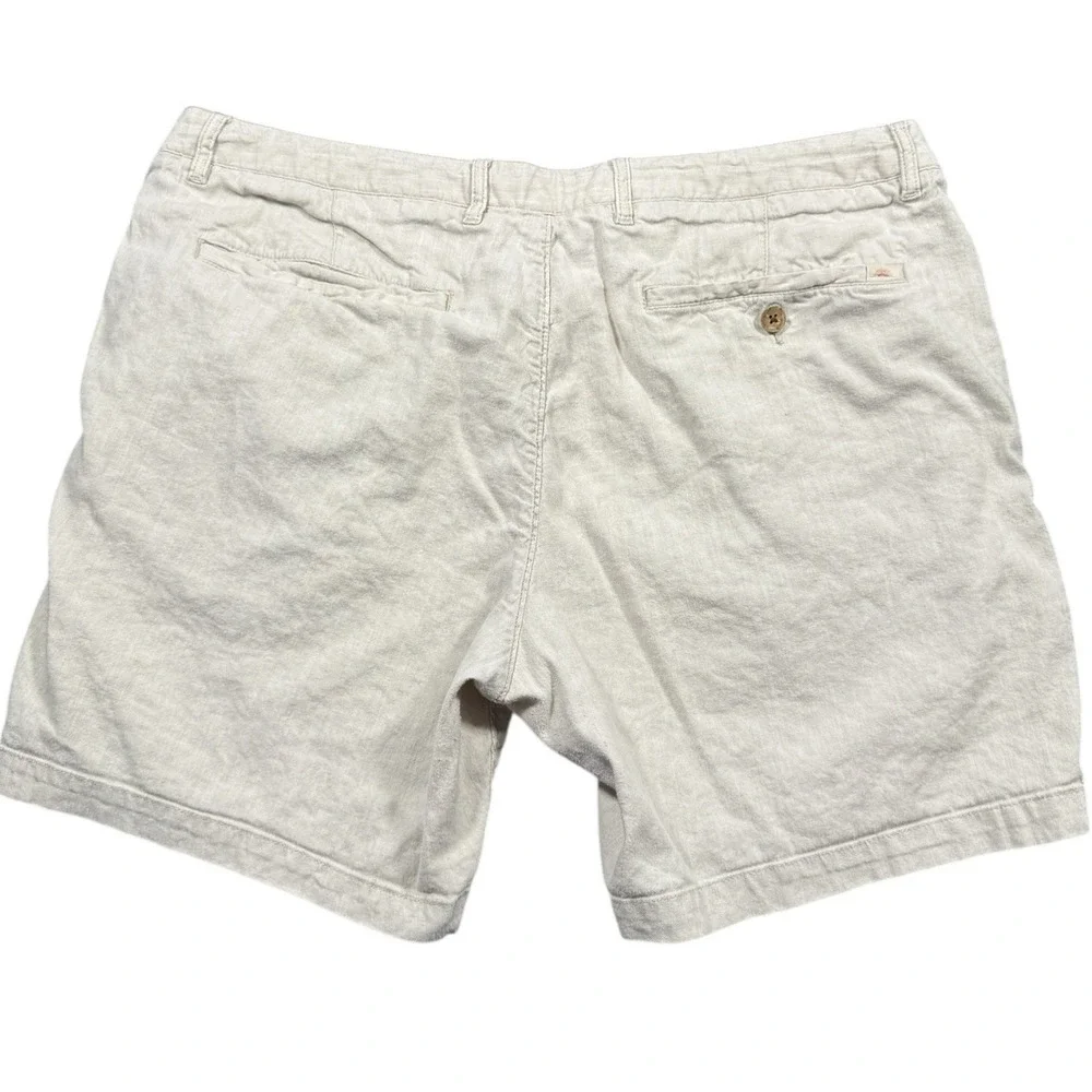 Faherty Men's Shorts Size 38 Drawstring Tan Khaki Beige Linen-Blend 6.5 inseam